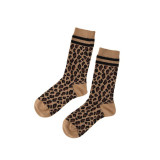 Women Adult Socks Double-needle Double-way Brown Pile Casual Socks