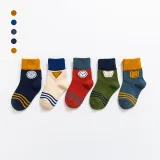 Toddler Kids 5PCS Cartoon Printed Transportation Vehicle Dinosaur Warm Cotton Socks