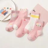 Baby Toddler 5PCS Pure Color Breathable Cartoon Printed Cotton Socks