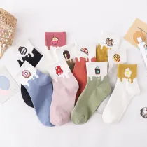 Women Adult Socks Milk Series Cartoon Ice Cream Doughnut Cake Cotton Tube Casual Socks