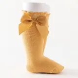 Toddler Kids Knee High Bowknot Pure Color Cotton Socks