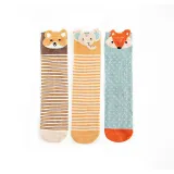 Baby Toddler 3PCS Cartoon Printed Knee High Straight Board Pile Socks