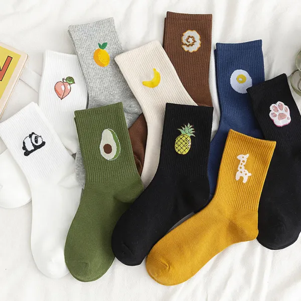 Women Adult Fruit Pile Socks Candy Color Cartoon Casual Socks
