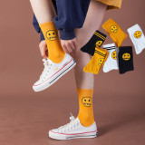 Women Adult Socks Smiling Face Printed Sports Cotton Socks