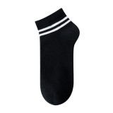 Men Adult Socks Pure Color Parallel Bars Cotton Boat Socks
