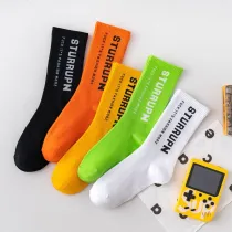 Men Adult Socks Pure Color Printed STURRUPN Sport Cotton Socks