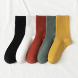 Women Adult Socks Pure Color Casual Cotton Tube Socks