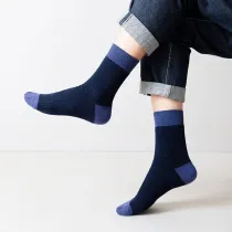 Men Adult Socks Two Needle Color Matching Cotton Socks