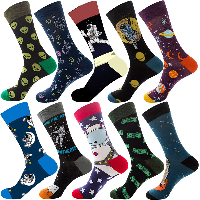 Women Adult Socks Ten Colors Universe Cosmonaut Series Soft Casual Socks