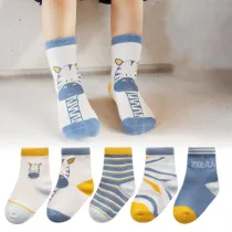 Toddler Kids 5PCS Cartoon Printed Zebra Rabbit Dinosaur Warm Cotton Socks