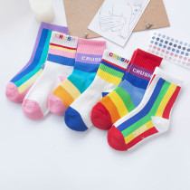 Baby Toddler 3PCS Rainbow Letter Printed Casual Cotton Socks