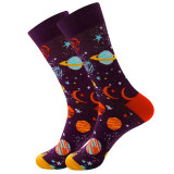 Women Adult Socks Space Astronaut Casual Mid Tube Socks