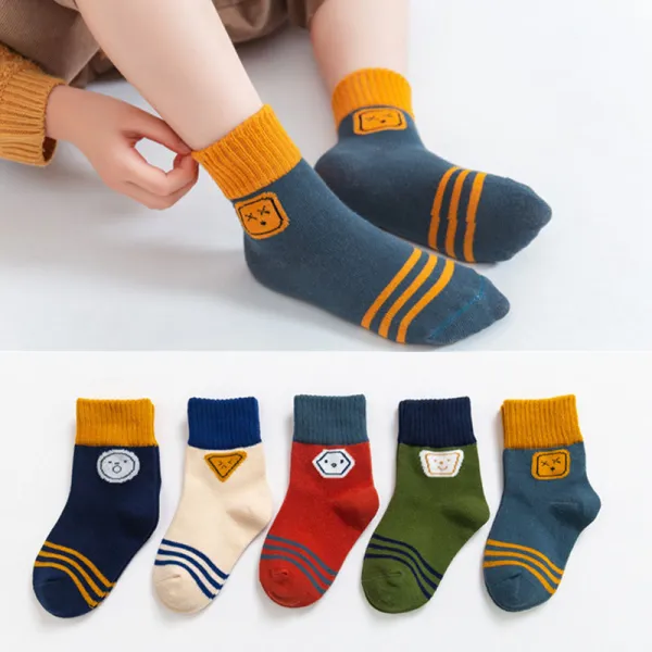 Baby Toddler 5PCS Cartoon Warm Soft Printed Cotton Socks