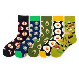 Women Adult Socks Funny Cartoon Avocado Zebra Stripes Apple Colorful Casual Socks