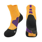 Men Adult Athletic Socks Color Matching Non-slip Towel Bottom Breathable Basketball Stockings