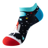 Women Adult Socks 5 Pair of Outer Space Astronauts Soft Warm Boat Socks