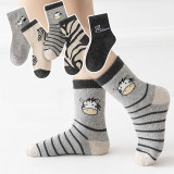 Toddler Kids 5PCS Cartoon Printed Lion Zebra Warm Cotton Socks