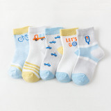 Baby Toddler 5PCS Cartoon Breathable Mesh Cotton Socks