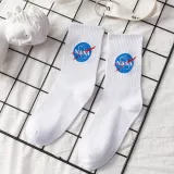 Men Adult Socks Pure Color Printed Astronaut Sport Basketball Cotton Socks