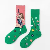 Women Adult Socks Contrast Color Cute Cartoon Personality Casual AB Socks