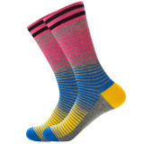 Women Adult Socks Colorful Stripe Breathable Personality Casual Socks