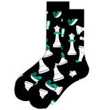 Women Adult Socks Chess Racing Casual Mid Tube Socks