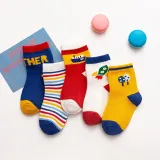 Baby Toddler 5PCS Pure Color Breathable Cartoon Printed Cotton Socks