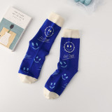 Women Adult Socks Klein Blue Street Smiling Face Sports Cotton Socks