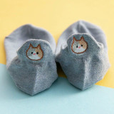 Women Adult Socks Cartoon Embroidery Cat Soft Warm Boat Socks