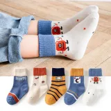 Toddler Kids 5PCS Cartoon Printed Transportation Vehicle Dinosaur Warm Cotton Socks
