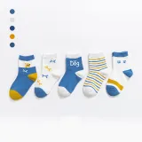 Toddler Kids 5PCS Cartoon Printed Transportation Vehicle Dinosaur Warm Cotton Socks