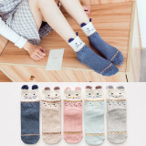 Women Adult Socks 5 Pair of 3D Cartoon Cat Warm Casual Cotton Socks