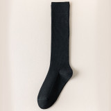 Women Adult Socks Pure Color Pure Cotton Black and White Pile Socks