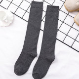 Women Adult Socks Pure Color Cotton Rib Knee High Casual Socks