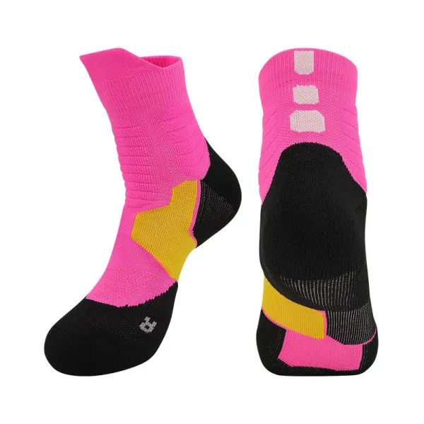 Men Adult Athletic Socks Color Matching Non-slip Towel Bottom Breathable Basketball Stockings