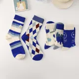 Women Adult Socks Klein Blue Street Smiling Face Sports Cotton Socks