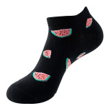 Women Adult Socks 4 Pair of Avocado Watermelon Warm Boat Socks
