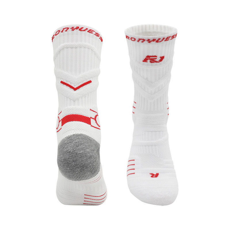 Men Adult Basketball Socks Pure Color Letter Thickening Towel Bottom Athletic Stockings