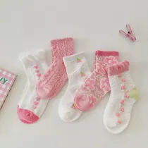 Baby Toddler 5PCS Cartoon Mesh Breathable Printed Casual Socks