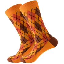 Women Adult Socks Block Plaid Breathable Personality Casual Socks