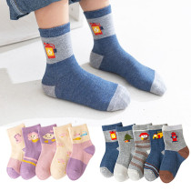 Baby Toddler 5PCS Cartoon Cute Warm Soft Printed Cotton Socks