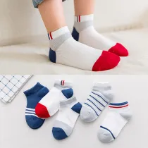 Toddler Kids 5PCS Cartoon Stripe Star Printed Mesh Breathable Boat Socks