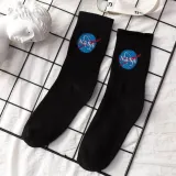 Men Adult Socks Pure Color Printed Astronaut Sport Basketball Cotton Socks