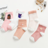 Toddler Kids 5PCS Cartoon Stripe Printed Warm Cotton Socks