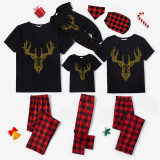 Christmas Family Matching Pajamas Gold Diamonds Bling Deer Black Matching Pajamas Set