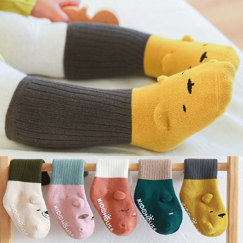 Toddler Kids Cartoon Color Matching Winter Warm Anti-skid Socks