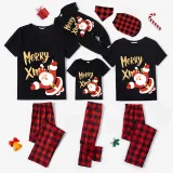 Christmas Family Matching Sleepwear Pajamas Sets Merry Xmas Slogan Santa T-shirt And Red Plaids Long Pants