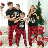 Christmas Matching Family Pajamas Christams Tree and Snowman Cross Black Pajamas Set