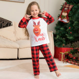 Christmas Matching Family Pajamas Exclusive Design Funny Smile Deer Red Pajamas Set