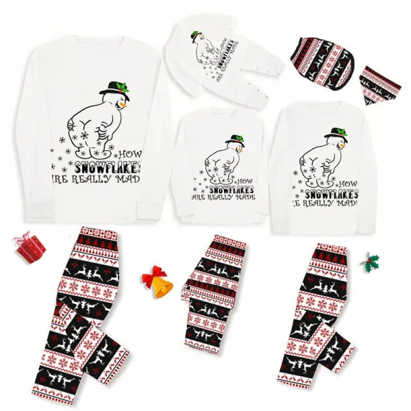 Christmas Matching Family Pajamas Funny Cute Snowman How Snowflakes Made Pajamas Set